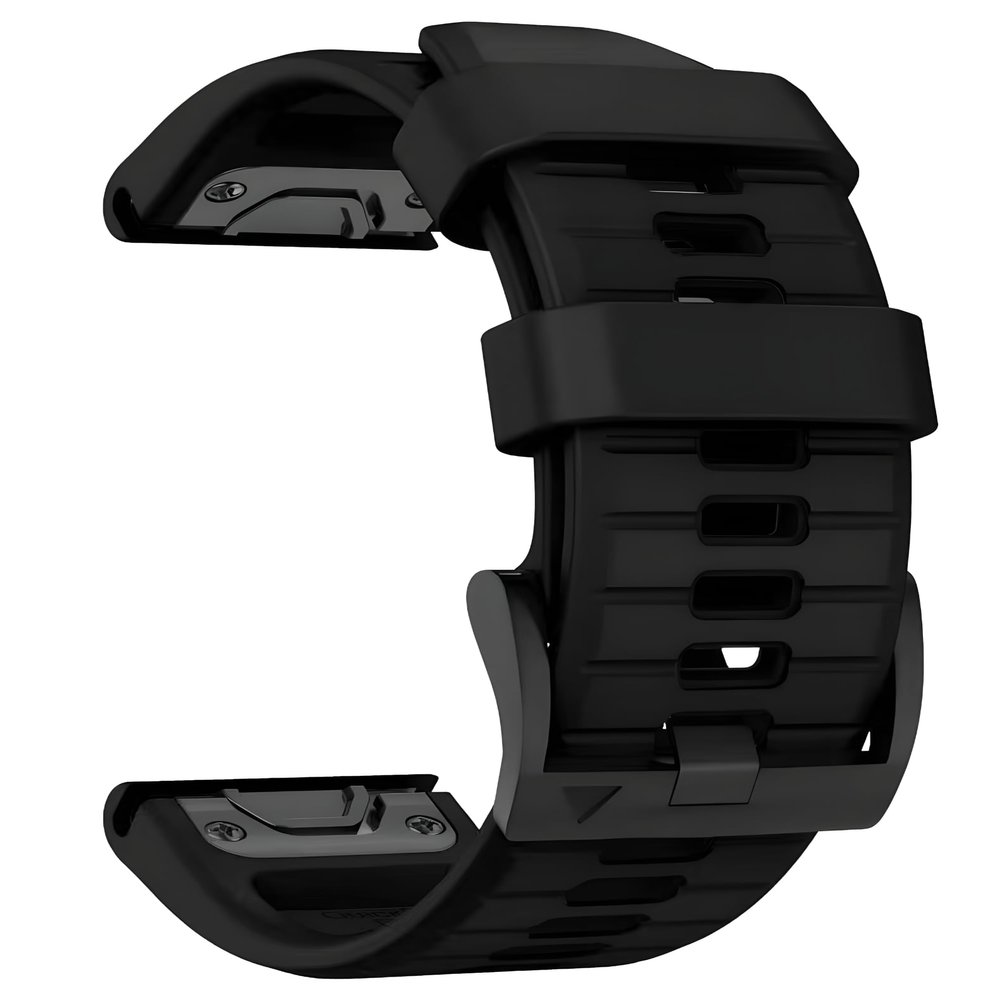 OUTVI Silicone watch band compatible with garmin fenix 5x 6x Pro 7x 3 hr quick fit 26mm bands replacement for Epix Pro Gen 2 51mm Enduro 2 Descent Mk1 Mk2 Mk2i Mk3i tactix soft men women Black
