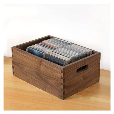AEYSD-456 Vinyl Record Storage Desktop CD Rack Vinyl LP Storage Box Dovetail Tenon Wooden Storage Box Vinyl Record Storage Holder Record Crate (Size : L)