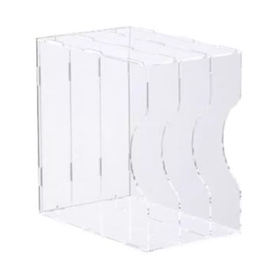 AEYSD-456 Vinyl Record Storage Fully Transparent Vinyl Record Holder, Desktop Acrylic LP Record Display Rack 3-Compartment Minimalist Record Storage Rack Record Crate