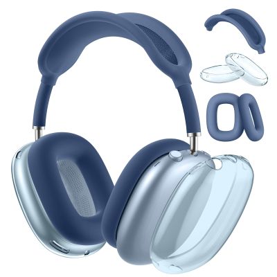 Compatible with Apple AirPods Max Case,Clear Soft TPU Anti-Scratch,Ear Pad Case Cover/Ear Cups Cover/Headband Covers for AirPods Max Headphones,Blue