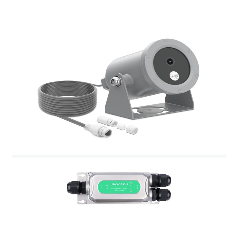 LINOVISION 4K Ultra HD Underwater Camera with Extra 330ft Outdoor POE Transmission, Anti-Corrosion Designed, Intuitive Web GUI and Mobile APP, for Aquaculture Farms, Aquariums, Dams (33ft Cable)