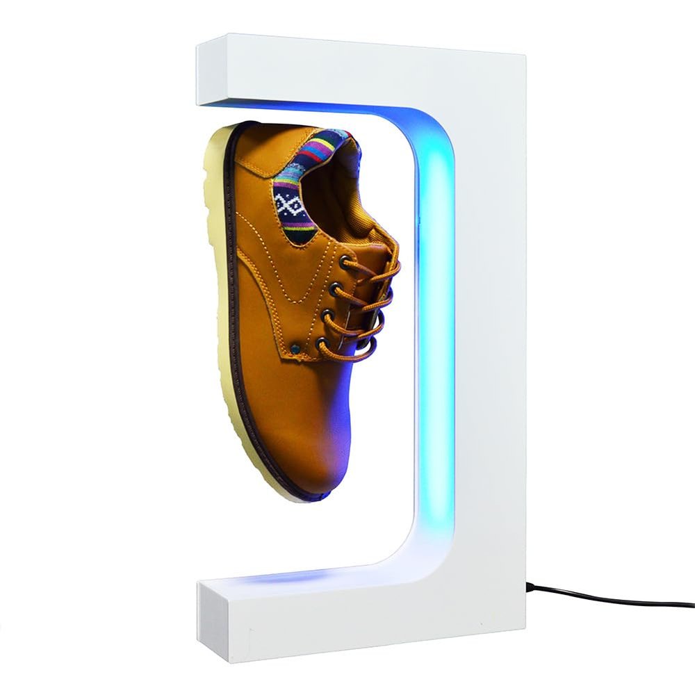 FXNFXLA Levitating Shoe Display Stand, Magnetic Floating Sneaker Display Stand, 360 Rotating Acrylic Stand with 16-Color Led Lights, for Shoes Weighing 300-600g, Used for Advertising Exhibitions