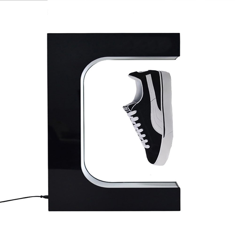 FXNFXLA Levitating Shoe Display Stand, Magnetic Floating Sneaker Display Stand, 360 Rotating Acrylic Stand with 16-Color Led Lights, for Shoes Weighing 300-600g, Used for Advertising Exhibitions
