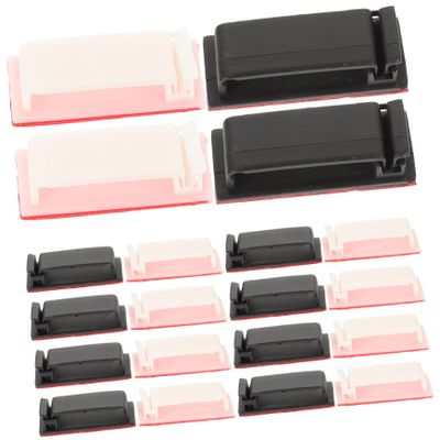 Mikinona 20pcs Cord Clips for Cable Management Self-Adhesive Wire Fixing Clips in Easy to Install Under Desk No Drilling Required for Organizing Cords at