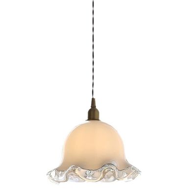 TONFON OJRGG Retro Flowers Lampshade Chandelier Glass E27 Farmhouse Pendant Light French Vintage Ceiling Light Fixture for Kitchen Island Living Room Bedroom Bedside Dining Room Hallway Hanging Light
