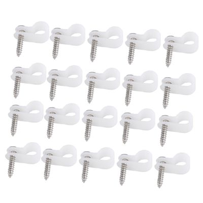 Veemoon 50pcs R-Type Plastic Cable Clips Flexible Wire Organizer for Use Self-Locking Design for Secure Bundling of Data Wires and Cords