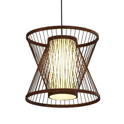 TONFON Chinese Bamboo Art Chandelier Modern New Chinese Dining Room Pendant Light Coffee Color Zen Ceiling Light Fixture for Kitchen Island Living Room Bedroom Bedside Hallway Hanging Light (Color :