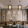 TONFON Chinese Bamboo Art Chandelier Modern New Chinese Dining Room Pendant Light Coffee Color Zen Ceiling Light Fixture for Kitchen Island Living Room Bedroom Bedside Hallway Hanging Light (Color : view 3