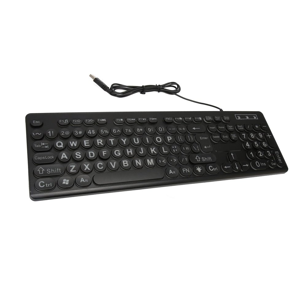 EBTOOLS Large Print Computer Keyboard, 104 Key Wired USB Backlit Standard Keyboard with Oversized Print Letters, for Visually Impaired Low Vision Individuals Elderly