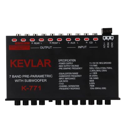 Bnineteenteam 7 Band Graphic Equalizer, Car Audio Graphic Equalizer Universal Low Pass 7 Band Variable Gain Adjustment High Level Input EQ for Stereo System