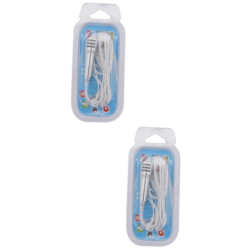 DOITOOL 2pcs Mini Handheld Condenser Microphone Phone Mic Kit with Headphones for Recording Chatting