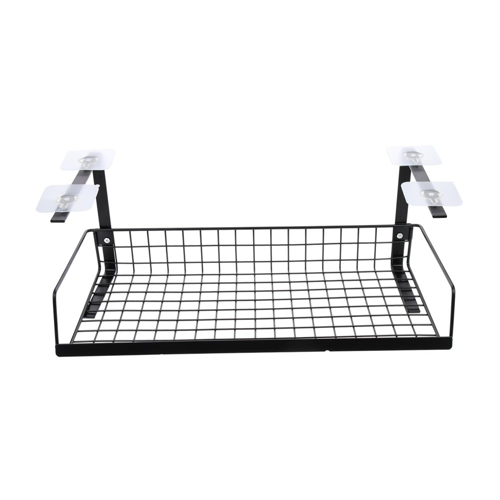 Homoyoyo Under Desk Cable Management Rack Cord Holder Shelf for Organizing Wires Power Strips and Routers Sturdy Mesh Design for Easy Access and Storage Black