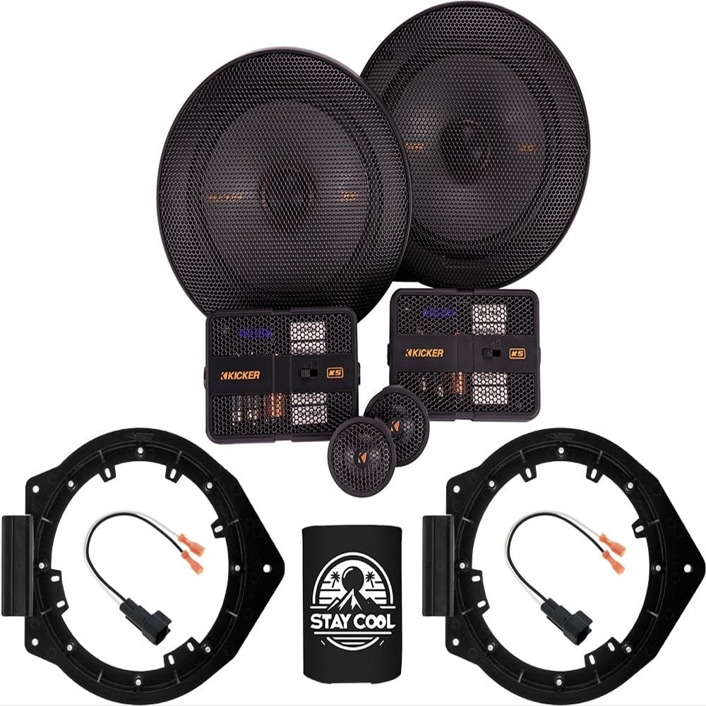 KICKER Speakers 6.5 inch for Chevrolet Spark 2016-2020 Upgrade Kit - Pair of KS Series with Adapters and Harness, Component 6 1/2 Car Audio Front or Rear Door Speaker for Chevy KSS650, 51KSS6504