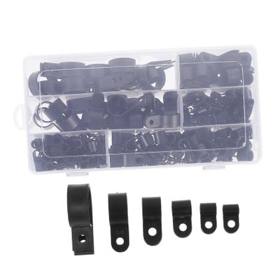 Homoyoyo 200pcs Cord Organizer Kit Nylon R-Type Cable Clamps Cable Clamp Cord Fastener Clips Wire Holders