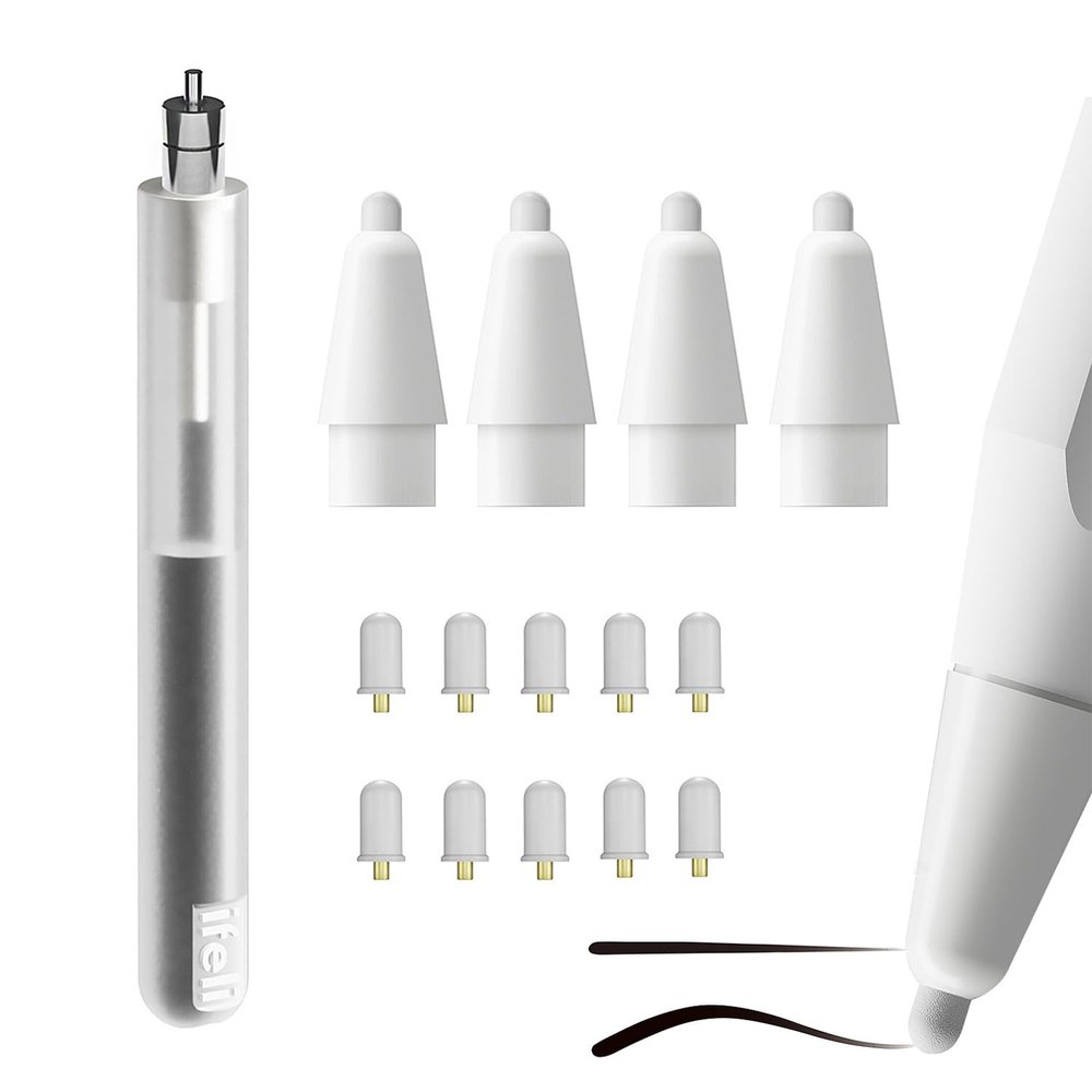 ifeli IF00092 Apple Pencil Paper-Like Film Nib with Lead Replacement Kit [Compatible with Apple Pencil 1st and 2nd Generation, 4 Replacement Nibs, 10 Refills + Lead Replacement, Pusher Included,