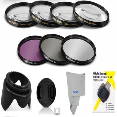 58MM KIT for Canon DSLR UV-CPL-FLD HD Filter Kit with Macro Lens Kit and USB for Canon Eos Rebel T10 T7 T7I T8