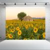 chnywork 10x6.5ft Sunflowers Field Backdrop Beautiful Rural Stone House Big Tree Natural Scenery Background for Sunflower Theme Birthday Party Decoration Kids Adults Portrait Photo Studio Props view 2