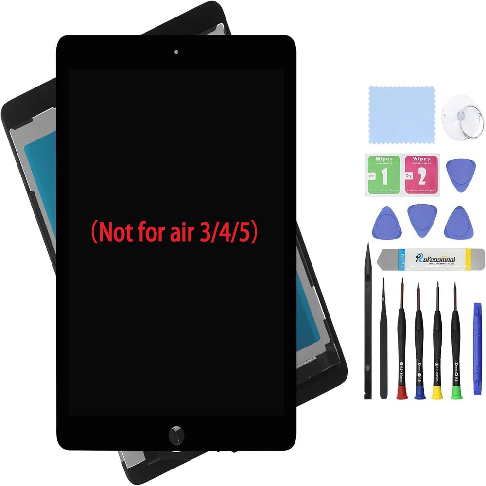 ARUISIFX 9.7" Screen Replacement for iPad air 2 2nd Generation A1567 A1566 Display LCD Assembly with Glass Touch + Digitizer + Repair Kit (Black) Not for air 3/4/5