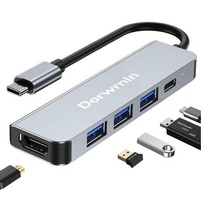 USB C Hub 3.0 with HDMI 4k, 5 in 1 USB C Hub Splitter Multiport Network Adapter with 1 x HDMI 4k Port, 1 x USB 3.0, 2 x USB 2.0 and 1 x USB C, for MacBook Pro Air/foriphone 15/ for pad pro/HDTV