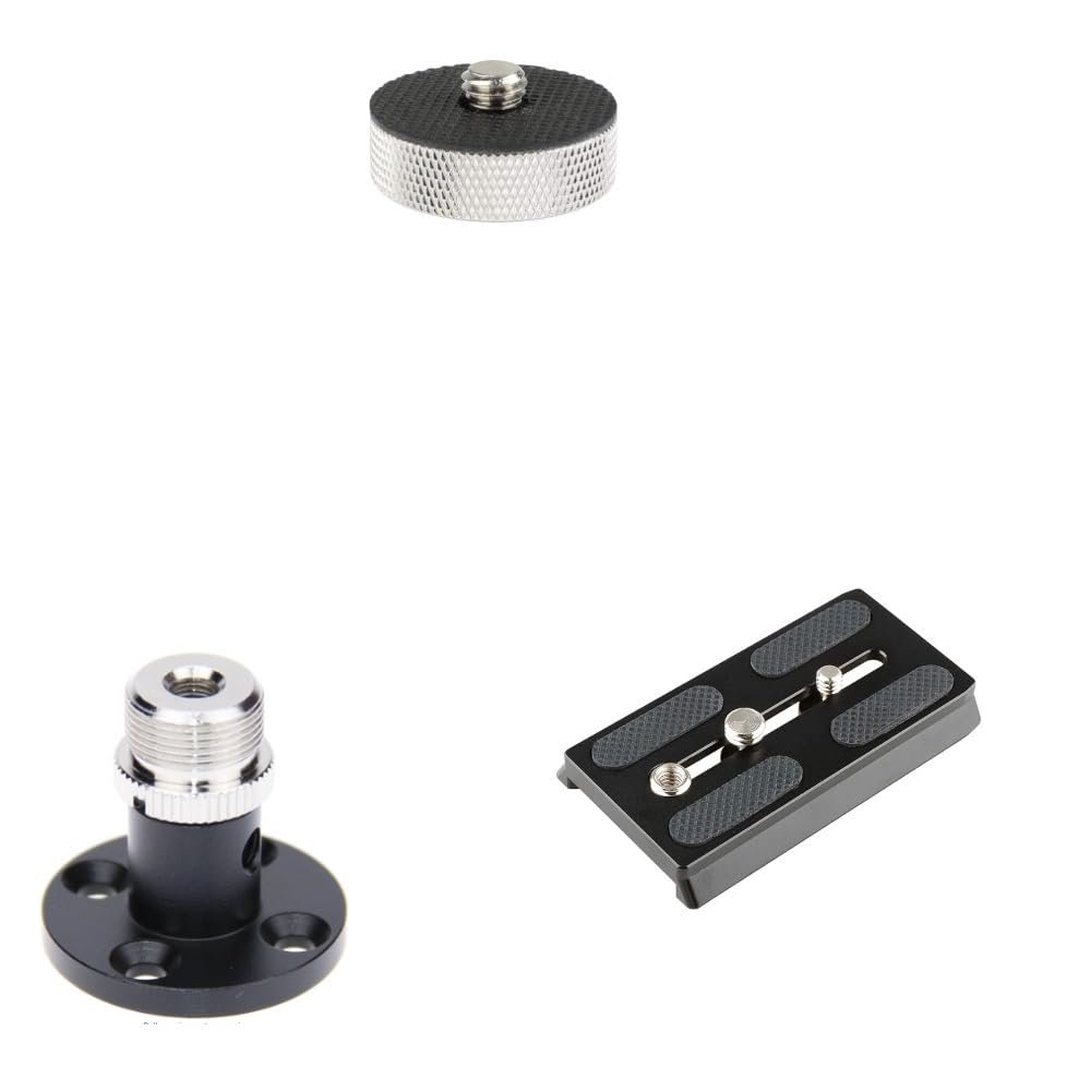 CAMVATE 1/4"-20 Female to 3/8"-16 Male+ Camera Quick Release Base Plate + Microphone Table Mount with 5/8"-27 Thread