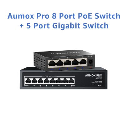 AUMOX PRO 8 Port Gigabit PoE + 5 Port Gigabit Switch Ethernet Unmanaged, 8 Port PoE Switch 120W Network Switch