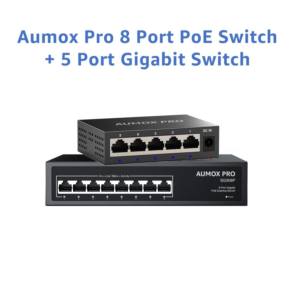 AUMOX PRO 8 Port Gigabit PoE + 5 Port Gigabit Switch Ethernet Unmanaged, 8 Port PoE Switch 120W Network Switch
