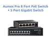 AUMOX PRO 8 Port Gigabit PoE + 5 Port Gigabit Switch Ethernet Unmanaged, 8 Port PoE Switch 120W Network Switch view 1