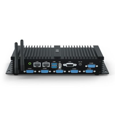 Win11 Pro Mini Fanless PC i5 8250U , Mini PC RS232 COM Industrial Desktop Computer 8G RAM 256G SSD 1TB HDD, 6 COM, 2 LAN, HD, VGA, WiFi, BT 4.2, 3G/4G SIM Slot, Fanless Small PC Industrial PC 12V