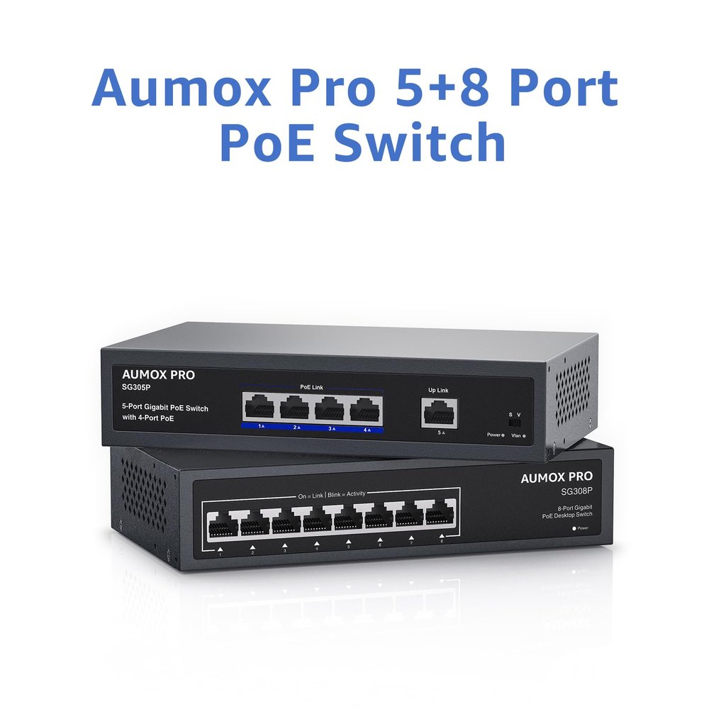 AUMOX PRO 8+5 Port Gigabit Ethernet Unmanaged PoE Switch 120W/78W Network Switch