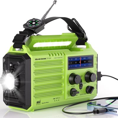 Mesqool Emergency Radio 5 Way Powered, 5000mAh/18500mWh Survival Solar Hand Crank Portable NOAA/AM/FM/SW Weather Radio Battery Backup, Wind up Radio with Cell Phone Charger, Flashlight, SOS