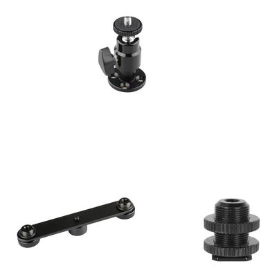CAMVATE Photo Studio Video Wall Ceiling Mount + Double Microphone Mounts Bracket + 5/8"-27 Male Threaded Cold Shoe Adapter