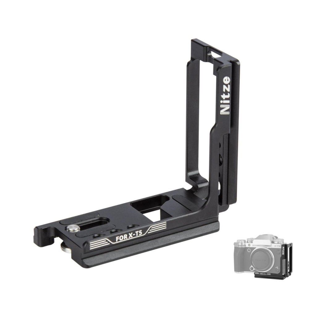 DirectNine Basics Nitze L Bracket Arca QR Plate Design Vertical Horizontal Mounting Plate Compatible with FUJIFILM X-T5 XT5 Camera, blak, T-F05A