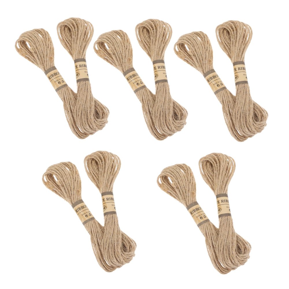 DirectNine Basics 10pcs Rope Christmas Ribbon Vases Home Decor Burlap Ribbon Christmas Decor Vase Woven Rope Decorative Rope DIY Craft Cord Storage Rope DIY Binding Rope String Polyester, 1000X2.2cm, Brown