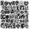 100Pcs Gothic Stickers Pack, Black and White Skull Stickers for Water Bottle Laptop Luggage Skateboard Planner Scrapbooking, Waterproof Vinyl Horror Decals for Adults view 1