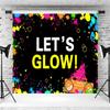 10x6.5ft Glow Party Backdrop Neon Glow in The Dark Lets Glow Photography Background 80s 90s Prom Glowing Party Decoration Supplies Photo Booth Props Banner view 3
