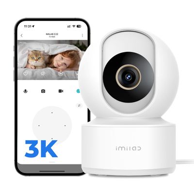 IMILAB C22 3K Security Indoor Camera - 360 View Home Camera with Color Night Vision for Baby/Pet Monitor, Plug-in 2.4Ghz WiFi 6 Inside Cam, 2-Way Audio, AI Detection, Local/Cloud Storage(White)