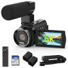 5K Video Camera Camcorder UHD 48MP 60FPS WiFi Vlog Camera for YouTube 10X Optical Zoom Camcorders with Remote Control, Handheld Stabilizer, Microphone, 2 Batteries, Large Aperture, 64 GB Memory Card view 1