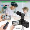 5K Video Camera Camcorder UHD 48MP 60FPS WiFi Vlog Camera for YouTube 10X Optical Zoom Camcorders with Remote Control, Handheld Stabilizer, Microphone, 2 Batteries, Large Aperture, 64 GB Memory Card view 4