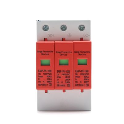EQBVZZRD Arrester Device SPD 3P DC 500V 800V 1000V 20~40KA Surge Protective Device House Photovoltaic PV Solar System Arrester Surge Lightning Protector (Size : DC 1000V)