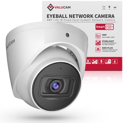 Outdoor 4MP IP PoE Turret Camera,DMSS &SmartPSS Lite, IVS Intrusion Tripwire, Built-in Mic/Audio, SD Card Slot, Smart Human/Vehicle Detection, 98ft Starlight NightVision, 2.8mm 114 Wide Angle, IP67
