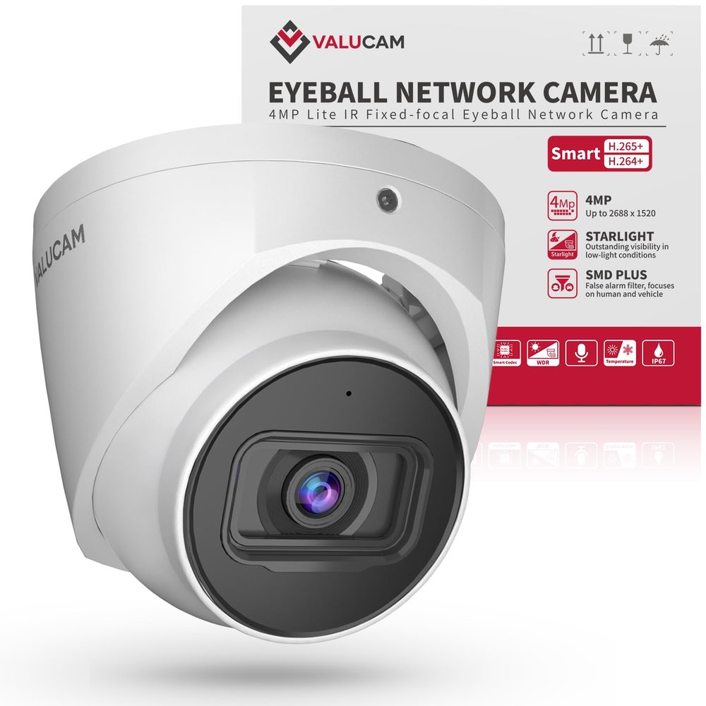 Outdoor 4MP IP PoE Turret Camera,DMSS &SmartPSS Lite, IVS Intrusion Tripwire, Built-in Mic/Audio, SD Card Slot, Smart Human/Vehicle Detection, 98ft Starlight NightVision, 2.8mm 114 Wide Angle, IP67