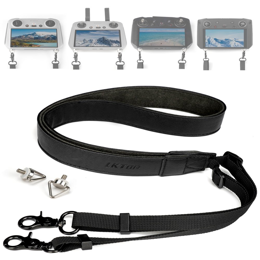 LKTOP Lanyard Neck Strap for DJI RC/RC 2/RC Pro/Plus/Smart Controller Accessories, Mini 4 Pro Adjustable PU Leather Lanyard for DJI Mini 5/4/3, Air 3, Air 2S, Mavic 3, Flip, Neo Series Drone (50-63'')