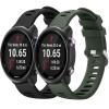 2 Pack Waterproof Bands Compatible with Garmin Forerunner 245/55 Watch Band, 20mm Replacement Strap for Forerunner 245 Music Watch Bands (black/green) view 1
