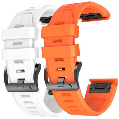 2 Pack Waterproof Band Compatible with Garmin Fenix 5X / 6X / 7X Watch Band, QuickFit 26mm Band for Fenix 7X Pro / 6X Pro / 5X Plus / Tactix Delta (White/Orange)