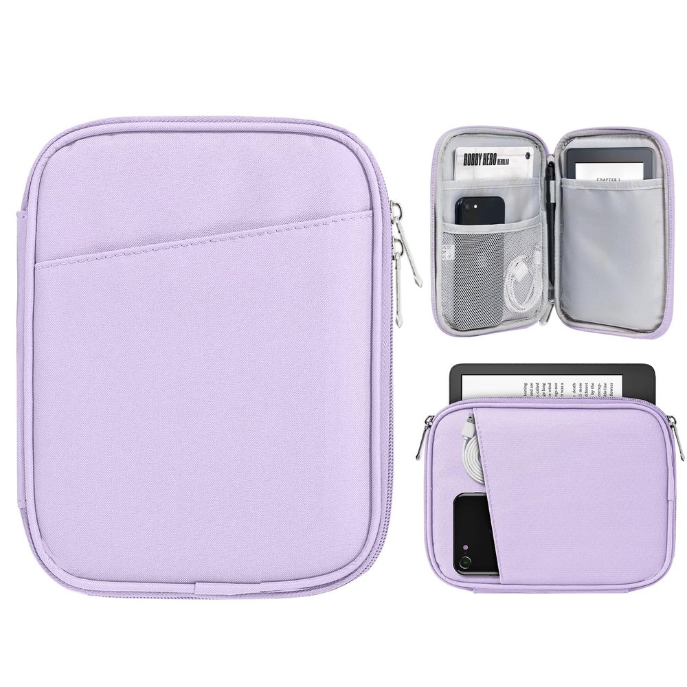 TiMOVO 6-7 Inch Tablet Sleeve for eReader Book Paperwhite/Colorsoft Signature Edition, Protective Sleeve Cover Case with Pocket for E-Reader/Oasis & Kobo Devices, Purple Lavender