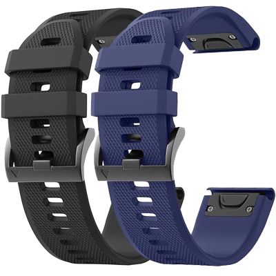 2 Pack Compatible with Garmin Fenix 5 / 6 / 7 / 8 Band, QuickFit 22mm Watch Band for Fenix 7 Pro / 6 Pro / 5 Plus (Black/Navy)