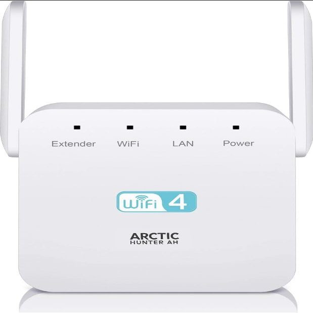 Arctic Hunter AH WiFi Extender Signal Booster for Home and Office,Compatible with All Routers, 300Mbps, WHITE