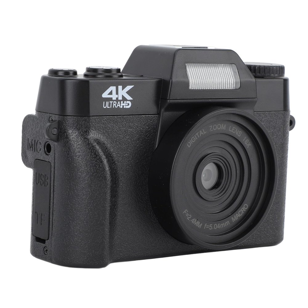 4K HD Digital Camera, 48MP Autofocus Webcam Vlogging Camera with 16X Zoom, Fill Light, 1500mAh Battery, Timer, Portable Video Camera for Photography, Live Streaming