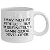 Nice Developer 11oz 15oz Mug, I MAY NOT BE PERFECT, BUT I'M, Gifts For Coworkers, Present From Colleagues, Cup For Developer view 2