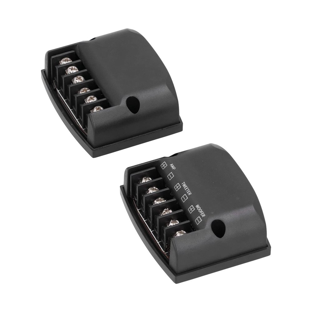 1 Pair Loudspeaker Frequency Divider, Car 2 Way Speaker Frequency Divider 12V 60W High Capacitors Black Universal